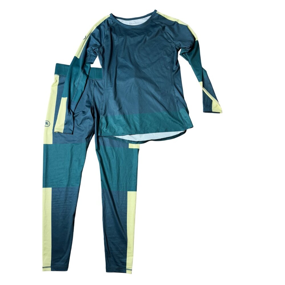 NWT Backcountry Lomond Baselayer Set caspian blue XL Crew top & leggings bottoms